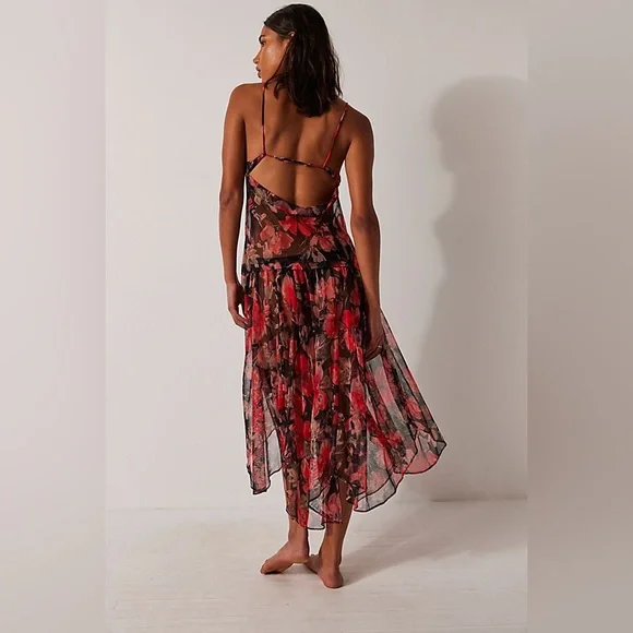 NWT Free People Floral Midi Slip Dress - Picture 2 of 8